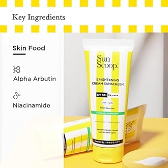 SunScoop Brightening Daily Sunscreen SPF 50 With Niacinamide + Alpha Arbutin for Radiant Skin | PA++++, Broad Spectrum, Non-Comedogenic, No White Cast | Ideal for All Skin Type | 45g(Pack of 2)