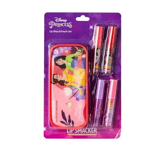 Lip Smacker Disney Princess Lip Gloss Set, Set di Trucchi per Bambina con 4 Lucidalabbra Colorati, Pochette con Zip Inclusa