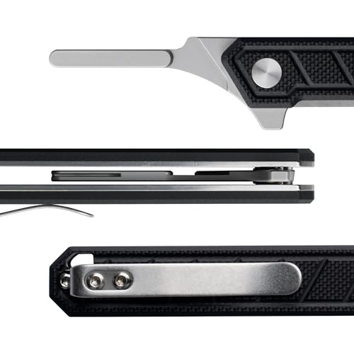 Image of OLITANS G046 Mecha Mini Slim Folding Scalpel with 5pcs #24 and 5pcs #60 G10 Handle with Liner Lock, Utility EDC Pocket Knife with Back Clip(Black)