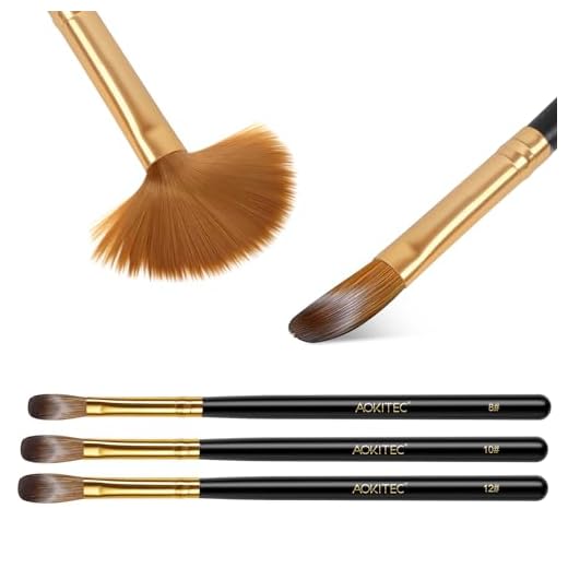 Aokitec 3pcs Acrylic Nail Brush Set - Size 10/12/14 Kolinsky Nail Brushes for Acrylic Application Nail Art Brushes for Acrylic Powder, Perfect for Nail Extension for Beginner & Professional