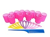 Kamay's Hair Rollers Curlers Rollers With 12 Duckbill Sectioning Clips 1 Comb Used for Hair Styling Self Grip Rollers(40mm Clips Comb Set)