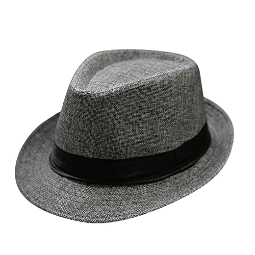 Generisch 2025 Hombres Mujeres Retro Jazz Sombrero Soild British Sun Sombrero de Viaje Sombrero de Sol Pequeño, gris oscuro, Talla única
