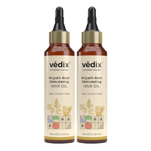 Vedix Niryath Ayurvedic Hair Oil | For Dry Scalp & Straight Hair| Hair Growth Oil With Lotus + Licorice + Cedar (Pack of 2)