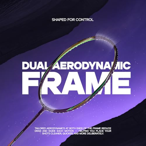 Image of Hundred Hyfonic 7 Badminton Racket with Full Cover | ≤32 lbs | Balanced Carbon Racket | Sharp Control & Quick Maneuverability | Stable Feel & Responsive Shots