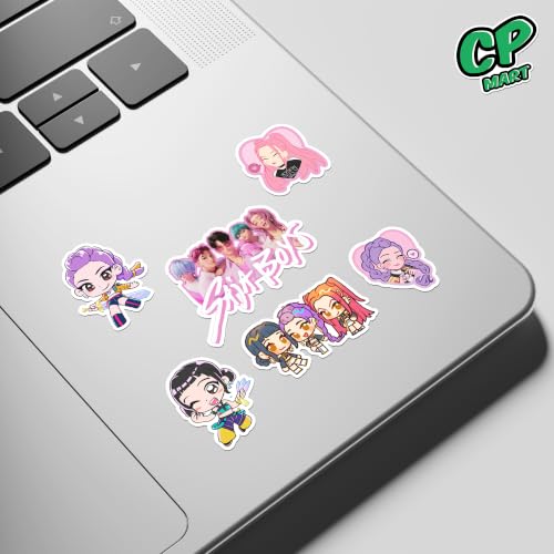 Image of Anime Stickers - Vinyl Waterproof Laptop Decals | Anime Characters Aesthetic Sticker Set for Water Bottle, Skateboard, Notebook (Kpop Demon Hunters)