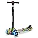 LED Scooter Kinderroller Cityroller Tretroller Klappbar 3 Räder LOCO Ricokids (schwarz)