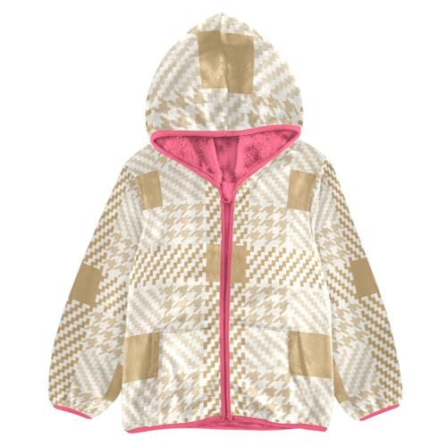 GuoChe Plaid Yellow Fashion Beige Kids Sherpa Jacket