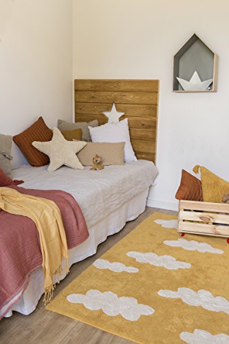 Lorena Canals Nubes Lavable Alfombra, algodón, Mostaza, 120u00a0x 160u00a0x 30u00a0cm