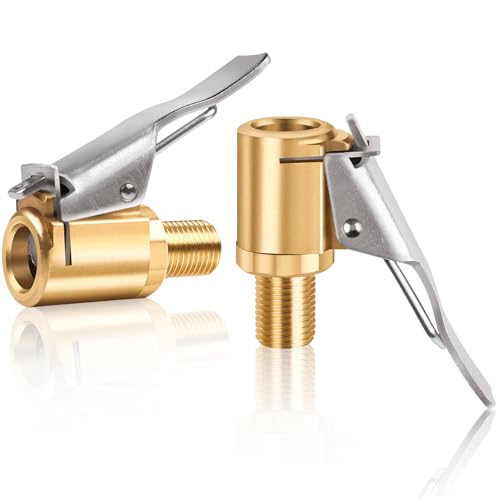 Yeepeo 2 Stück 8mm Autoventil Hebelstecker Air Chuck, Messing Autoventil Adapter Druckluft Reifenfüllnippe Momentstecker Reifenfüllnippel, Auto Ventilstecker für Reifenventile mit Ventilgewinde