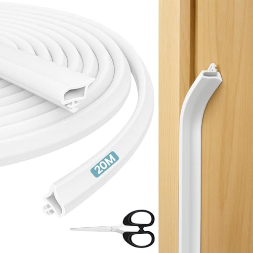 Bohoray 20M Joint Porte Fenêtre Isolant Froid et Phonique, Blanche Caoutchouc Joint de Porte avec Ciseaux, Joint de Porte D'entrée pour Isolation Contre L'humidité et le Bruit