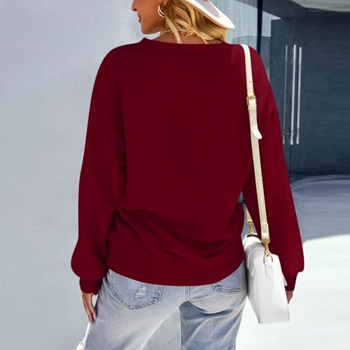 Image of Women Crew Neck Sweatshirts Fall Casual Oversized Sweat Shirts Long Sleeve Cute Preppy Sweatshirt Comfort Pullover