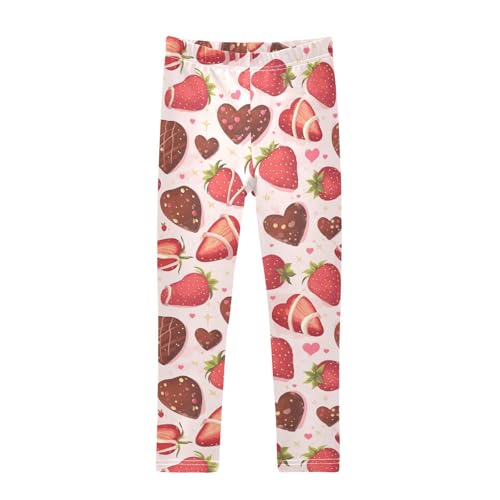 Wusikd Strawberry Chocolate Girls' Leggings Toddler Doodles Hearts Kids Yoga Pants Dance Active Tights 4T