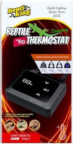 ReptiKing Reptile Dimming Thermostat, Heat Lamp Temperature Controller, Reptile Terrarium PID Digital Thermostat, Heating Controller for Basking Spot Heat Bulbs and Ceramic Heat Emitter