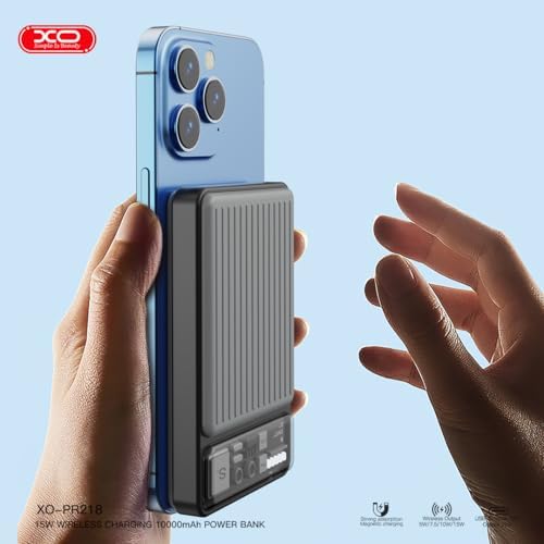 Resim XO Simple is Beauty PR218 10000mAh Hızlı Şarj MagSafe İle Uyumlu Powerbank, 20W PowerDelivery, 22.5W QuickCharge, 15W Kablosuz Şarj, Gri 