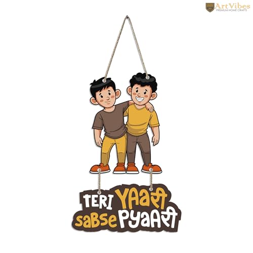 Artvibes Friendship Quotes Wood Wall Hanger with Quote for Home Decor | Office | Gift | Livingroom, Bedroom | Wooden Decorative Item | Modern Decoration | Designer Artworks Hangings (WH_5729N)
