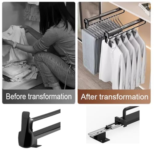 Riel de ropa extensible con barra de guía reforzada para vestidor 4