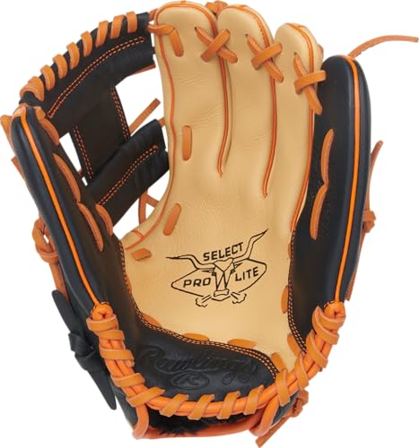 Rawlings | Select Pro Lite Series Jackson Holiday Youth Baseball Glove | 11.25" | Right Hand Throw | Camel/Black/Orange - image 3