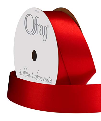 Image of Berwick 062074 7 /8 inch Wide Single Face Satin Ribbon, Red, 6 Yds