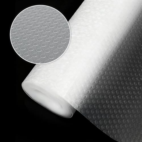 Drawer Liners(30x500cm) Non slip liners for Kitchen Cupboard Fridge Liners Shelf Liner Protector for Wood Cabinet Under Sink Toolbox Organizer(Transparent Dot)