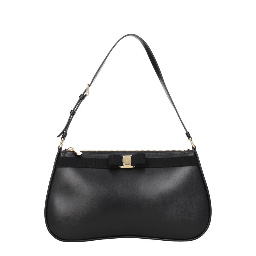 Salvatore Ferragamo Black Leather Shoulder Bag