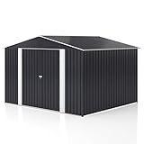 VIWAT 10x8 FT Outdoor Storage Shed, Large Garden Shed with Updated Frame Structure and Lockable Doors, Metal Tool Sheds for Backyard Garden Patio Lawn, Black