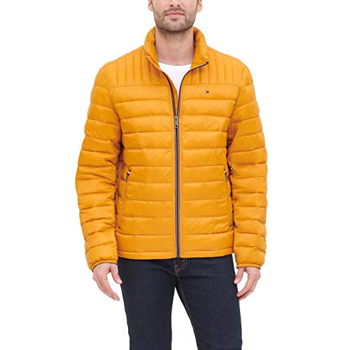 Tommy Hilfiger Men's Ultra Loft Packable Puffer Jacket, gold, Large