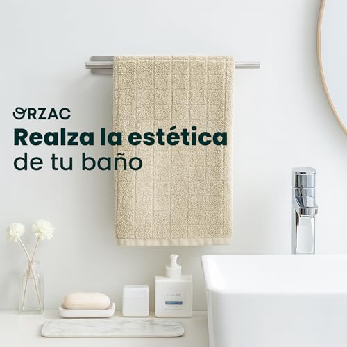 Miniatura 7 de Orzac Toallero Adhesivo Plata 39 Cm - Acero Inoxidable Cepillado Sin Taladro, Con Gancho Adhesivo Y Cinta Extra - Ideal Para Baño Y Cocina Moderna