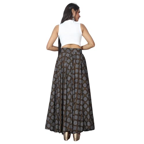 Image of JYESHTA Women's American Crepe Flared A Line Stitched Long Skirt with 12 Mtr Flare 40 in Height | Skirts for Women Long Length | Long Skirts for Girls