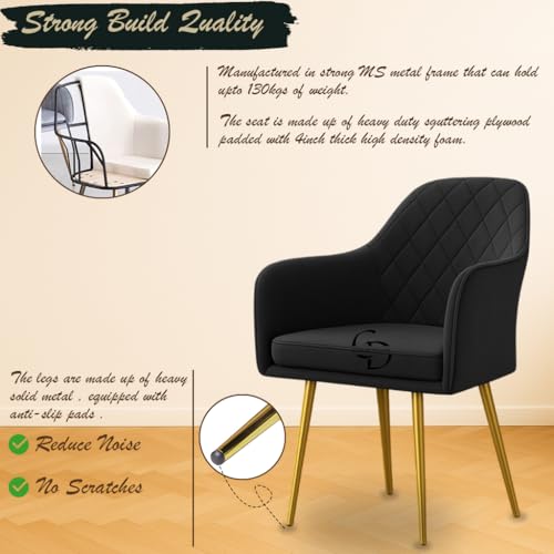 Image of Velvet Accent Chair with Matching Pouffe & Floral Cushion | Modern Upholstered Armchair with Gold Metal Legs | Lounge Chair for Living Room, Bedroom, Office, Guest Room (Dark Grey Diona)