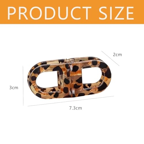 Image of 2 Pcs Hair Clutchers for Women, Magnetic Hair Clip, 2-in-1 Section Clips for Hair Styling, Daily Use and Professional Salon Clutcher Hair Accessories, Black Brown Print Hair Claw Clips (Orange Leopard Print and Brown Leopard Print)