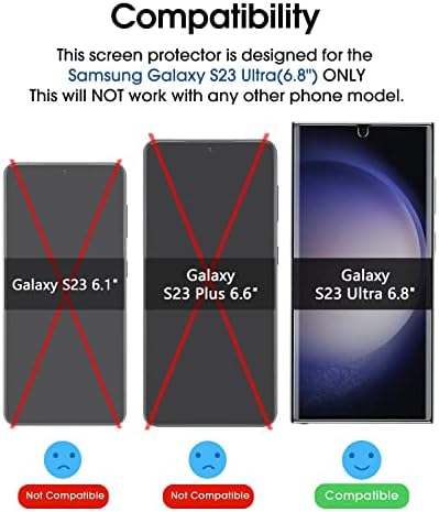 Compatible with Samsung Galaxy S23 Ultra Screen Protector Tempered Glass and Camera Lens Protector 5G 6.8 inch, Fingerprint Sensor Compatible, UV Gel Adhesive Installation(2 Pack)