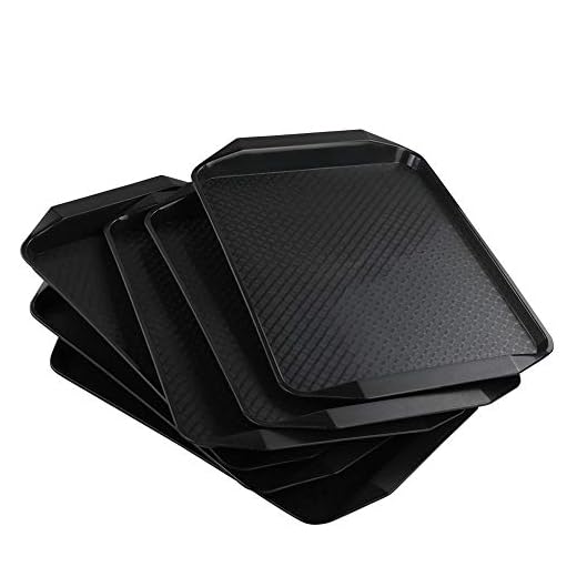 Neadas - Bandeja Bandejas de Plástico para Servir Alimentos Rectangular, Color Negro, 6 Unidades