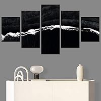 SIGNWIN 5 Panel Canvas Wall Art Beach Blue Coastal Cool Photography Relax/Calm for Home Decorations Ready to Hang - 60