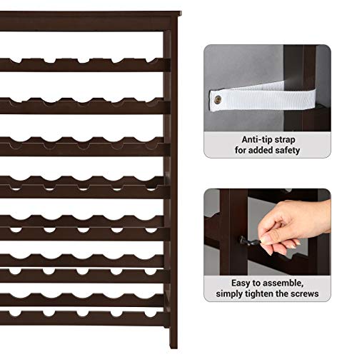 Songmics 42-Bottle Wine Rack Free Standing Floor, 7-Tier Display Wine Storage Shelves With Table Top, Bamboo Wobble-Free Bottle Holder For Kitchen Bar Dining Room Living Room, Espresso Ukwr27Br #TOP5