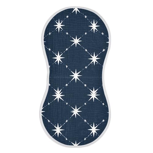2 Pack White Stars Muslin Burp Cloths Cotton Absorbent Baby Burping Rags for Boys Girls Soft Newborn Burp Bibs, 22 x 11 Inch