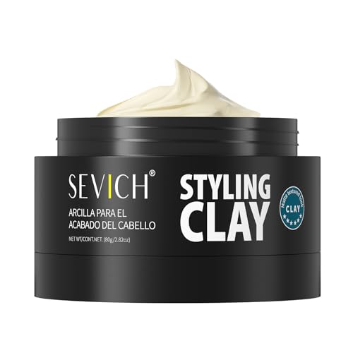 SEVICH Mens Hair Styling Clay - Matte Powerful Hair Gel Containing Plant Essence Persistent Shaping Fresh and Non Greasy Easy to Clean 80g