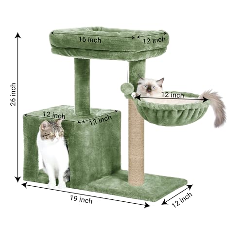 Image of Cat Tree with Scratching Posts, Hammock and Perches (Green - FURR-30)