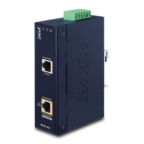 Inyector Industrial Power over Ethernet Plus (PoE+) IEEE 802.3at Gigabit Planet IPOE-162 miniatura 1