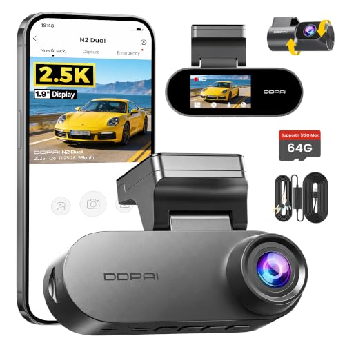 Cámara para coche DDPAI N2 Dual 2.5K con grabación en bucle continuo y WiFi