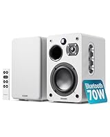 MAJORITY D70X Aktivlautsprecher Bluetooth | Regallautsprecher HDMI ARC | Studio Monitor DJ Doppeltreiber Kohlefasermembranen | 70W Stereo PC Speaker | Monitor Lautsprecher mit Fernbedienung (Weiß)