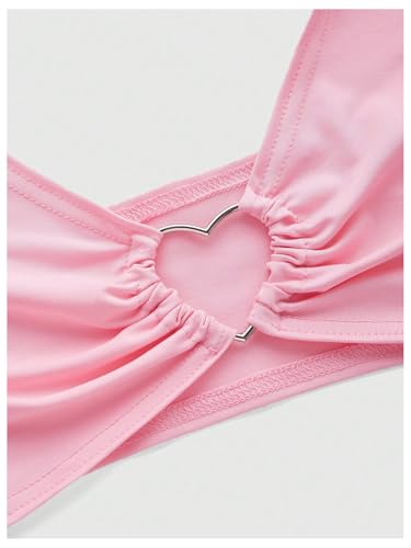 SweatyRocks Women's Criss Cross Tie Back Ruched Sleeveless Halter Crop Top Camisole3