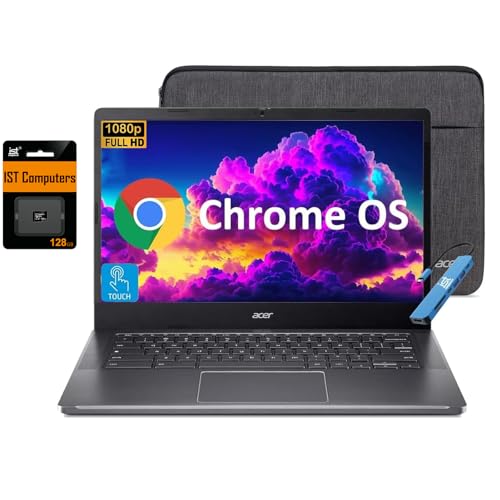 Image of Acer Chromebook Plus 514 Touchscreen Laptop (14 inch FHD+, Intel 8-Core i3-N355, 8GB DDR5, 512GB SSD + 128GB SD Card) for Business, Student, Backlit, 11-Hr Long Battery Life, IST HUB, Webcam, Chrome OS