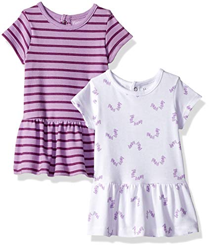 Hanes Baby Flexy 2 Pack Short Sleeve Knit Tunics, Purple Stripe, 18-24 Months