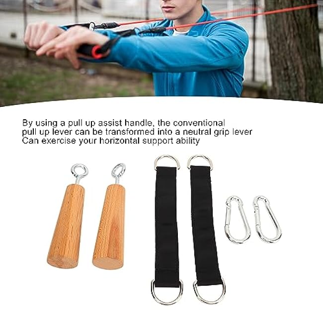Wooden Pull Up Grips, Strength Trainer Home Gym Upper Body Core Grip Strength Training Handle Pull Up Fitness Accessories Climbing Holds Training Set