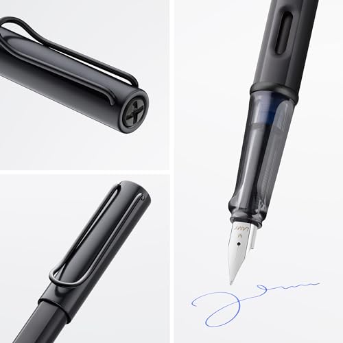 lamy al-star black - fountain pen with ergonomic grip amp black steel nib in size ef - lightweight aluminum body - including lamy t 10 blue cartridge - right-handed