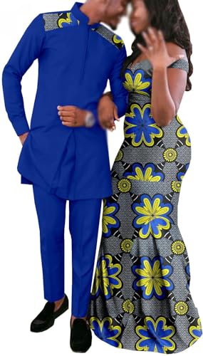 Vêtements de couple africains imprimés robe femme et ensemble homme Dashiki