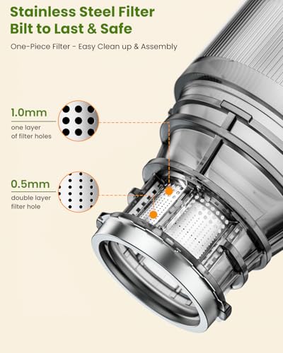 LINKChef Cold Press Juicer Machines for Vegetables and Fruits, 4.35" Wide Chute Masticating Juicer with Pulp Separator, Easy to Clean, BPA-Free, Compact Electric Slow Juice Extractor for Whole Fruit