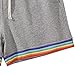 Mens Rainbow Print Drawstring Casual Short Classic Fit Cotton Shorts Flat Front Fashion Trim Short (Light Grey,XX-Large)