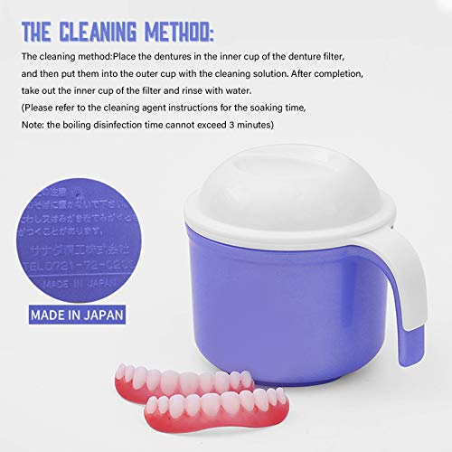 Large Denture Baths Cup, False Teeth Bath Cup With Strainer And Lid For Soaking Dentures Or Storing Pacifier, Capacity 10.6 Oz #TOP5