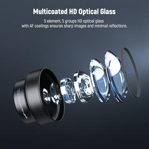 Image of NEEWER 75mm Macro Phone Camera Lens with 17mm Threaded Lens Clip, 3X Magnification, 5 Elements in 5 Groups for Backplate, Phone Cage, Case Compatible with iPhone Samsung Android, LS-73